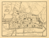 212037 Plattegrond van de stad Utrecht met directe omgeving; met weergave van het stratenplan (met genummerde straten), ...